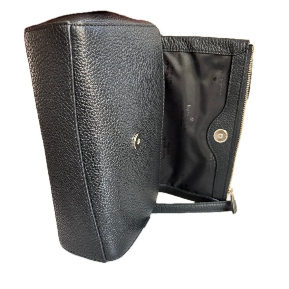 Kate Spade Leila Mini Zip Crossbody Bag in Black Pebbled Leather NEW - Picture 9 of 12